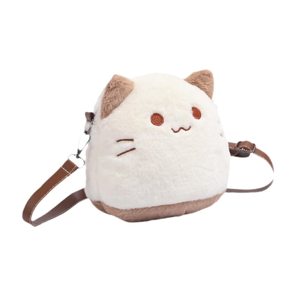 QccHieUs Cat Plush Bag Wallet Lovey Casual Stuffed Animal Bag with Zipper Closure Handbag