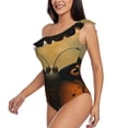 thumbnail image 3 of Picia Majestic Butterfly Sunset Pattern Women's One Piece Swimsuits,One Shoulder Swimwear Asymmetric ,Ruffle Monokinis Bathing Suits,High Waisted Flattering Bathing Suits-X-Large, 3 of 8