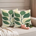 thumbnail image 2 of Green Botanical Outdoor Waterproof Pillow Covers, Farmhouse Tropical Leaves Rustic Decorative Square Throw Pillowcase Sofa Cushion Sham for Patio/Couch/Chair, 20"x20" 2 Pack, 2 of 8