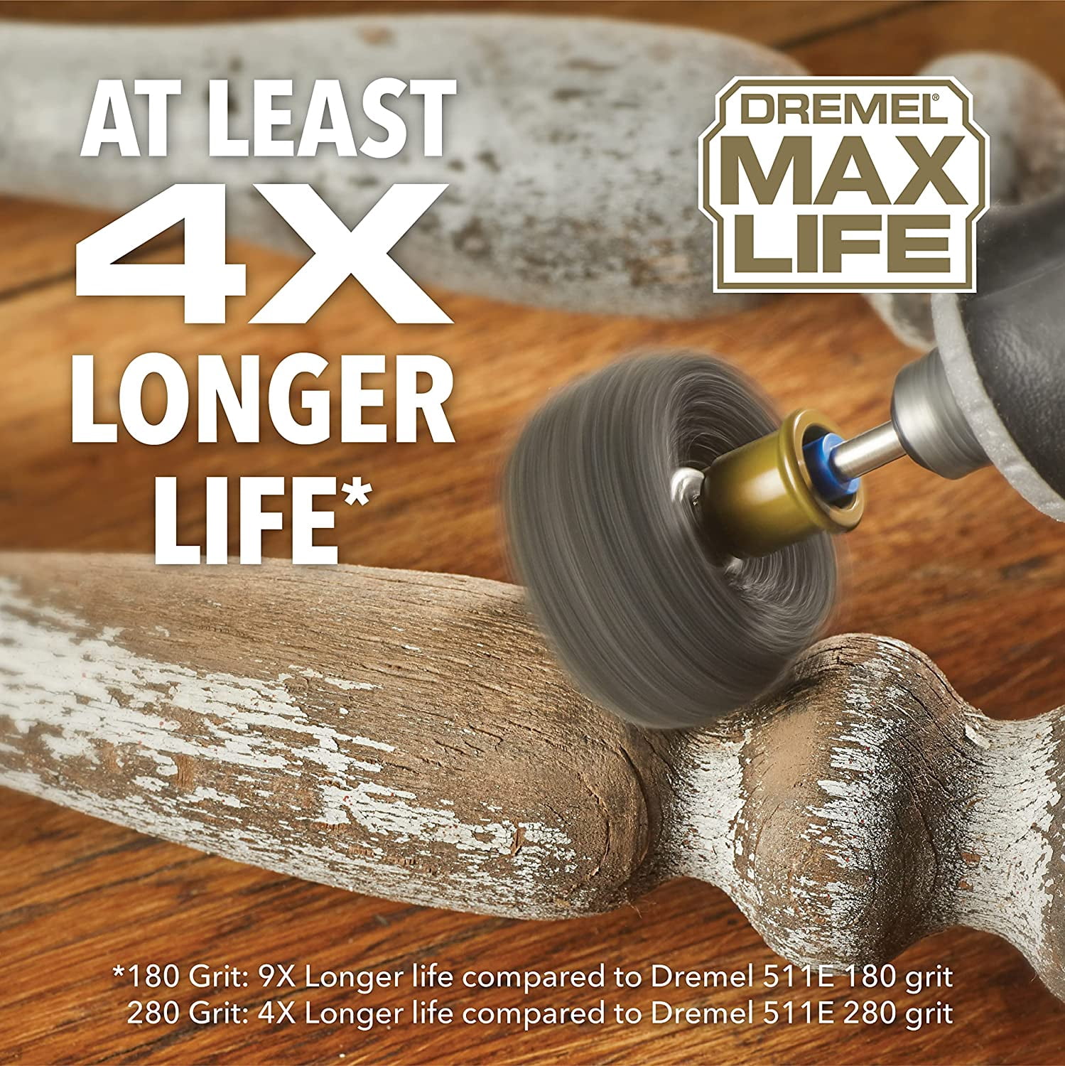 Dremel Max Life EZ511HP 2" Abrasive Buffs (180 Grit & 280 Grit), Rotary Tool Accessory for Wood, Plastic, & Metal, 2 Pieces