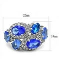 thumbnail image 2 of Silver Womens Ring Anillo Para Mujer Stainless Steel Ring with Glass in Sapphire, 2 of 4