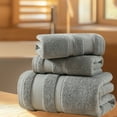 thumbnail image 2 of Wovilon Towel Three Piece Set Cotton Large Bath Towel Soft Absorbent Bathroom Bath Towel Gift Set, 2 of 6