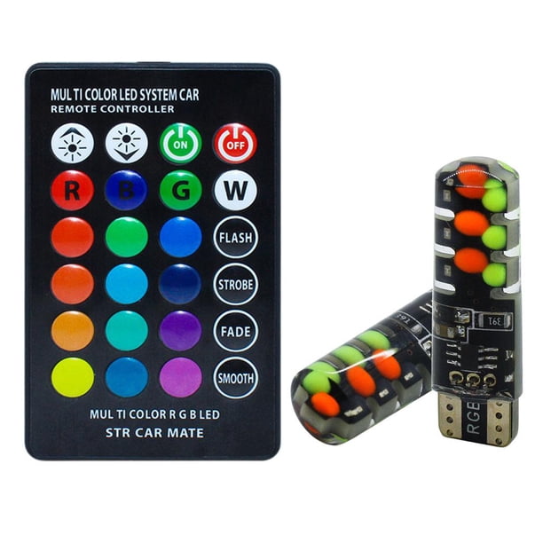 Liquidación LED Control remoto T10 W5W Luz de coche RGB Luz intermitente estroboscópica con controlador