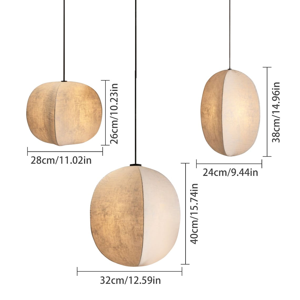 Arturesthome Japanese Wabi-sabi Style Chandelier,Fabric Pendant Light,Nordic Retro Fabric Chandelier,Living Room Dining Room Loft Vintage Chandelier