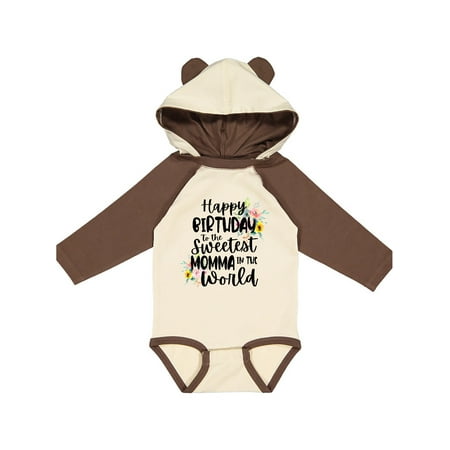 

Inktastic Happy Birthday To The Sweetest Momma In The World Gift Baby Girl Long Sleeve Bodysuit
