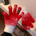 thumbnail image 4 of Nkmbld Winter Thermal Gloves for Men Women, Snowflake Christmas Tree Warm Gloves Winter Padded Thickened Knitted Plush Mittens for Cold Weather, Red, 4 of 8