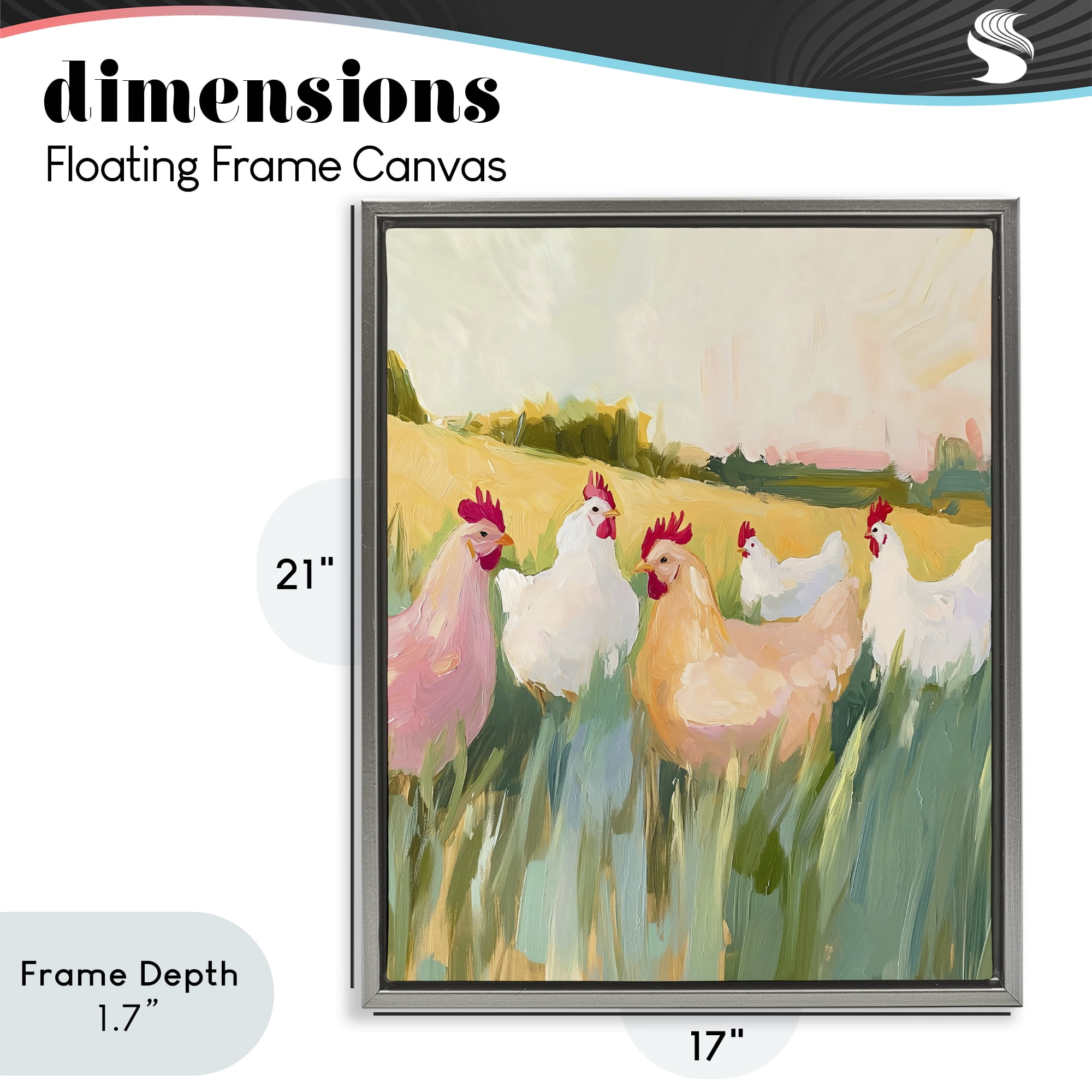 Stupell Industries Sunlit Flock of Chickens Gray Framed Floater Canvas Wall Art, design by The Prints Vibe
