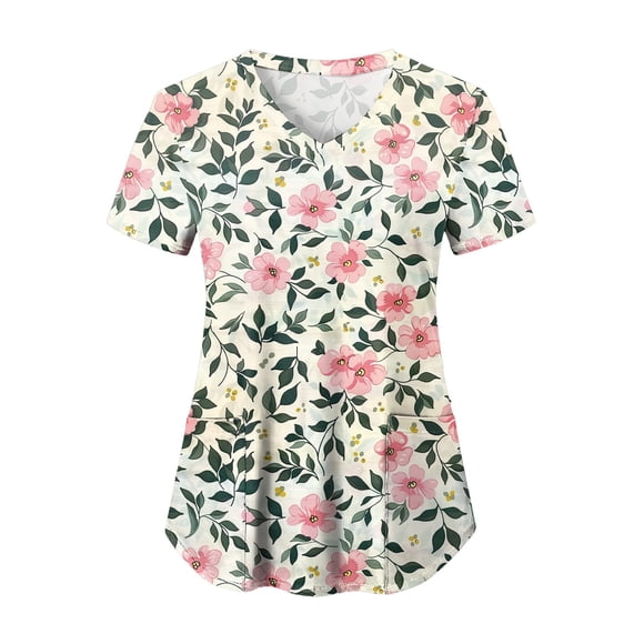 Caqnni Women's Spring Summer Lightweight Short Sleeve Shirt Breathable Cotton Short Sleeve Pullover Perfect for Sunny Days and Warm Weather Adventures(A01-Pink,L)