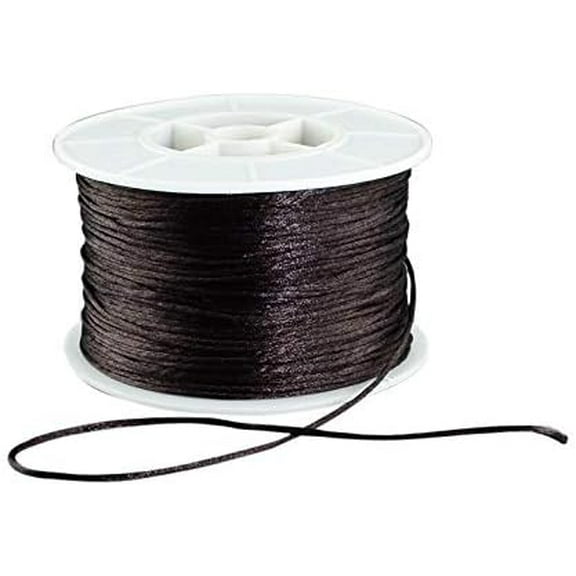 Round Nylon Thread Rattail Satin Cord for Chinese Knot Making Coconut Brown 1mm 100yards/roll