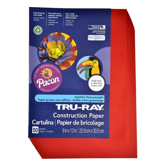 Sulphite Construction Paper holiday red, 9 in. x 12 in., 50 sheets (pack of 6)