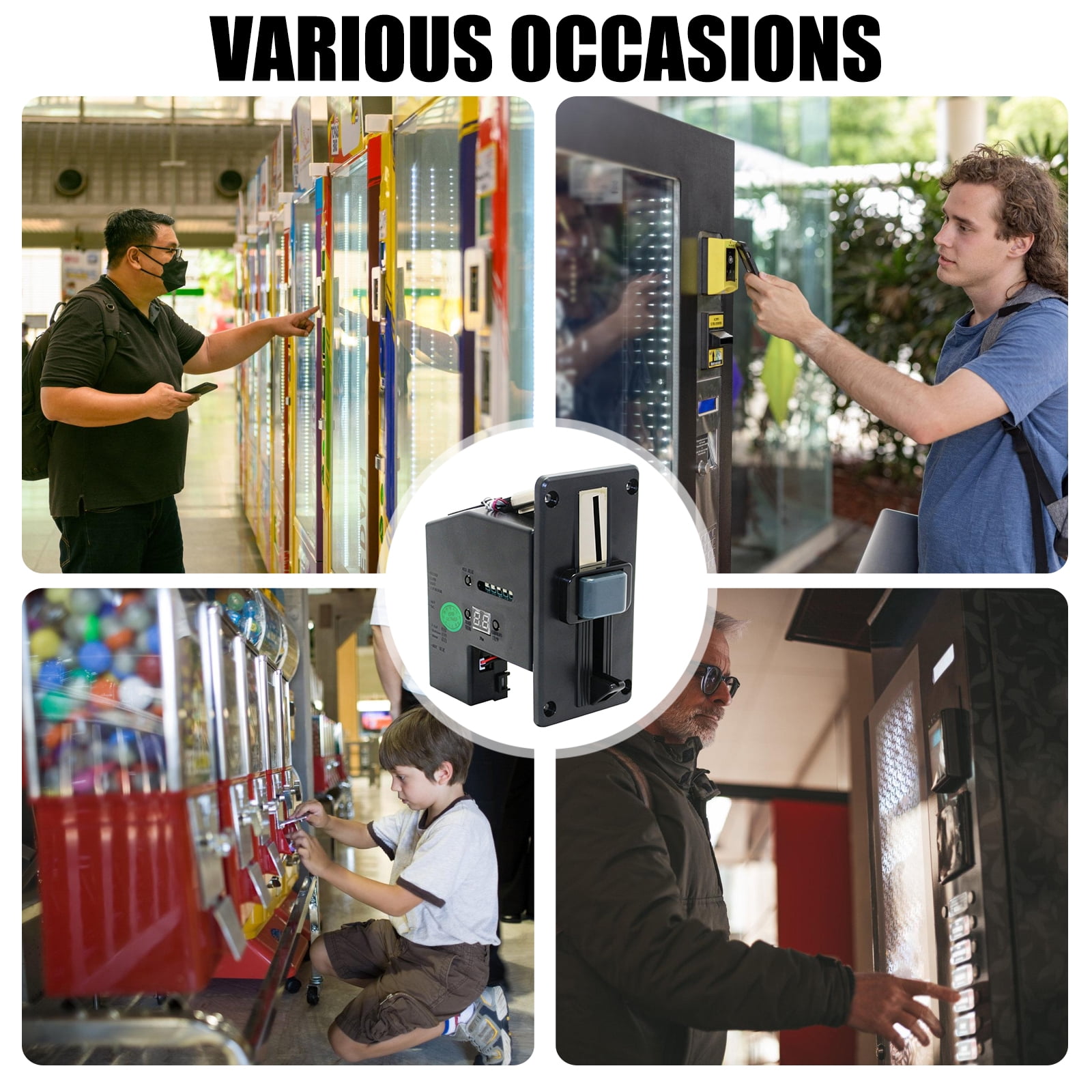 Coin Acceptor 2-Pack, Multiple Values Coin Validator for Gaming Machine, Vending Kiosk & Washer Receiver, Metal Build