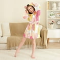 thumbnail image 3 of FORMRS Niños Bathrobe Unisex Hooded Robe Soft Plush Pajamas Sleepwear, Size 7-9T, Pink Floral Orange, 3 of 7