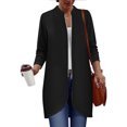 thumbnail image 2 of Full Zip Long Jacket for Women Fall Spring Winter Outwear No Hood Casual Mid-length Sweatshirt Coat with Pocket (M, Black), 2 of 7