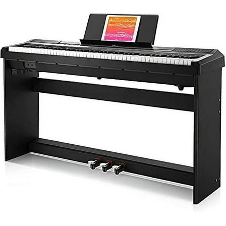 Donner DEP-10 Digital Piano 88 Key Weighted, Full-Size Electric Piano Portable Keyboard for Beginners, with Furniture Stand, Triple Pedals, Power Supply