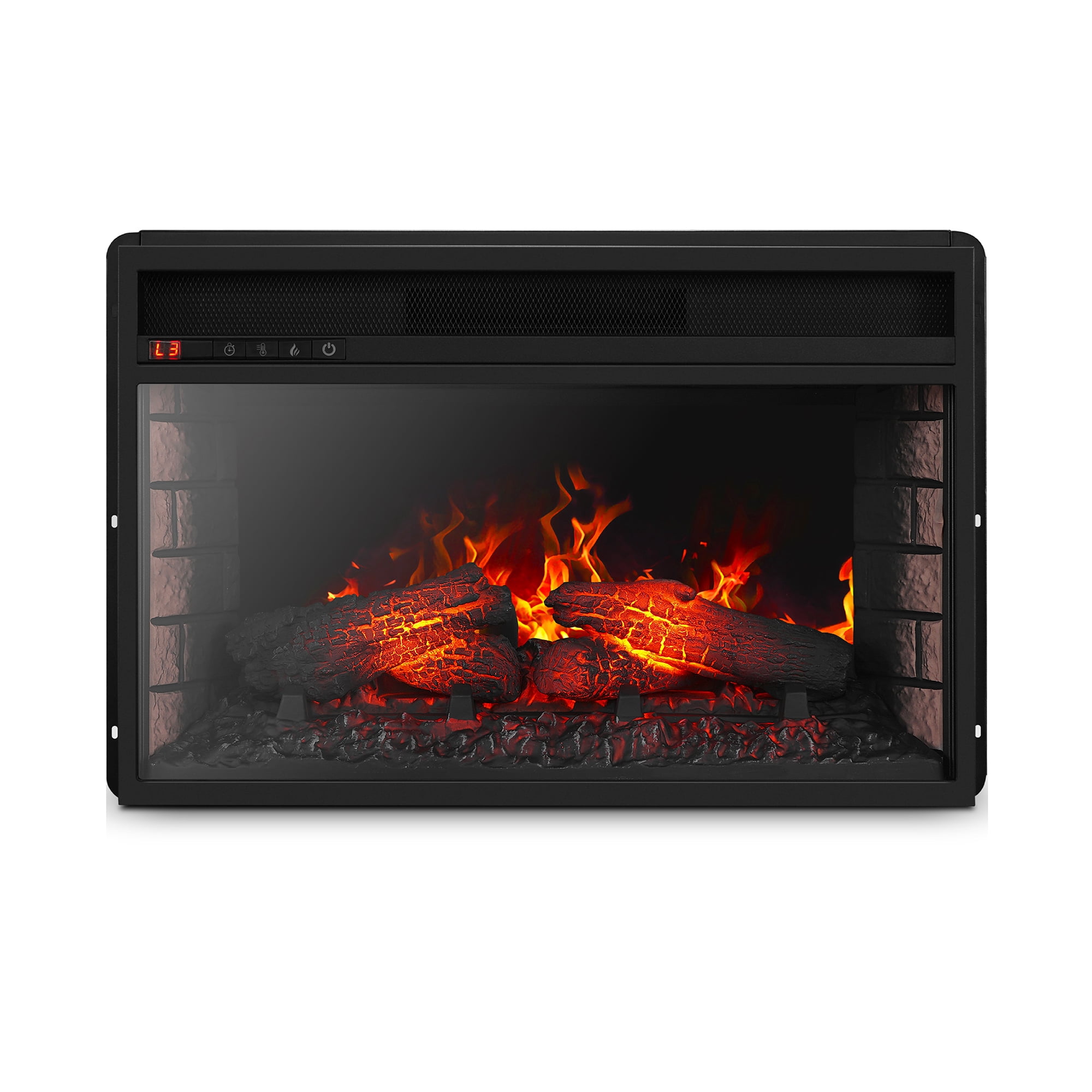 BELLEZE 26'' Electric Fireplace Insert Heater with Log Hearth Flame and  Remote,1400W Black - Walmart.com