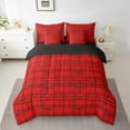 thumbnail image 2 of Erosebridal Lit Géométrique Abstrait en Sac Taille Grand, Ensemble de Lit Carré Rouge, Literie Réversible à Rayures Chic Taille Grand, Décoration de Chambre Super Confortable, 7 Pcs, 2 of 5