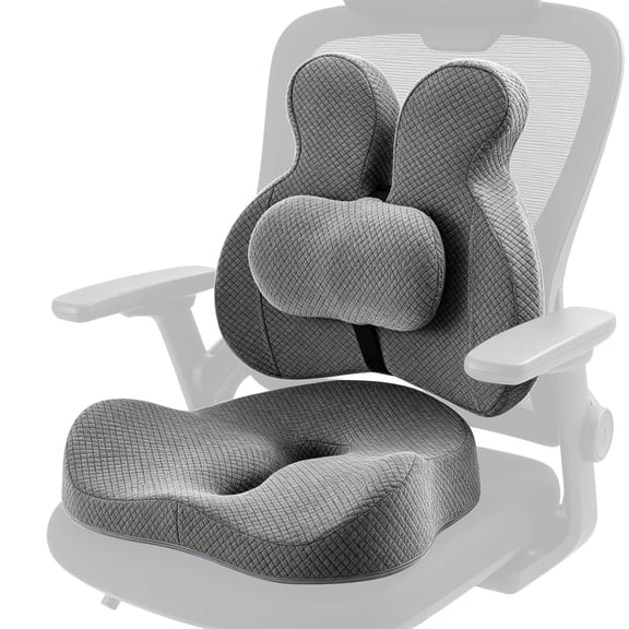AMTPM Seat Cushion & Memory Foam Lumbar Support Cushion Set, Ergonomic Comfort for Office Chair, Car Seat, Home & Travel, Seat Pad for Back and Buttocks