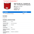 thumbnail image 2 of Right Tail Light Lens - Compatible with 1973 - 1974 Chevy C20 Pickup Base, 2 of 2