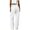White, variant on Women's Split Hem Wide Leg Pants Elastic Waist Casual Long Length Daily Wear Bottoms Solid Color Soft Comfortable Relaxed Trousers with Pockets