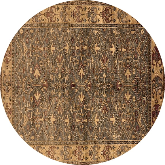 Ahgly Company Indoor Round Oriental Brown Industrial Area Rugs, 4' Round