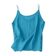 thumbnail image 3 of Mnuaqn Linen Tank Tops for Women Cotton Linen Spaghetti Strap Sleeveless Summer Casual Loose Fit Beach Vacation Cami (Sky Blue, S), 3 of 6