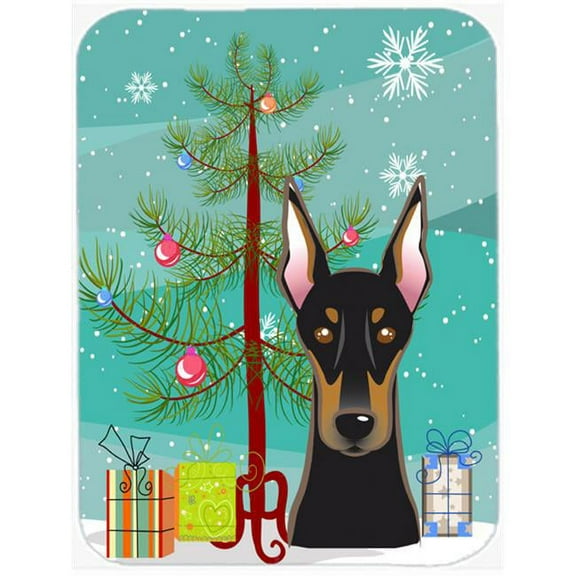 Christmas Tree And Doberman Mouse Pad, Hot Pad & Trivet