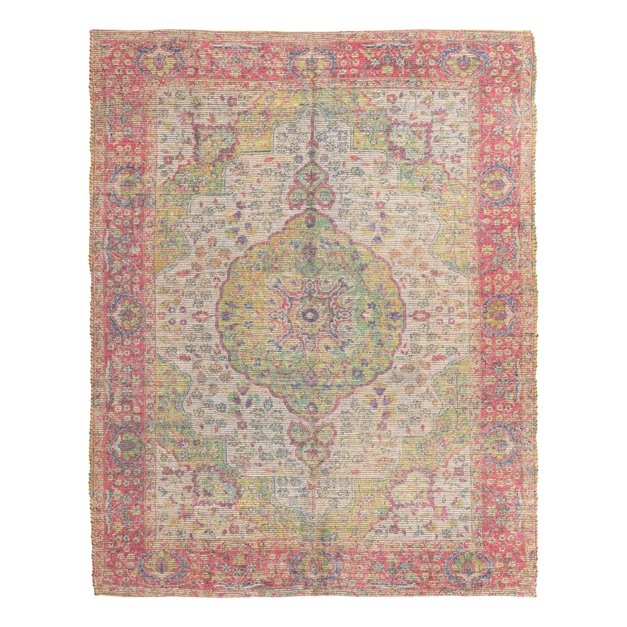 Unique Loom Chenille Jute Collection Area Rug - Amba (7' 10" x 10' Rectangle Ivory Pink/Navy Blue)