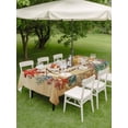 thumbnail image 4 of Outdoor Tablecloth with Umbrella Hole for Patio/Picnic/Party/Camping, Summer Coastal Waterproof Table Cloth Rectangle Table Cover Washable, Nautical Ocean Starfish Conch Coral Retro Brown (60"x 84"), 4 of 8