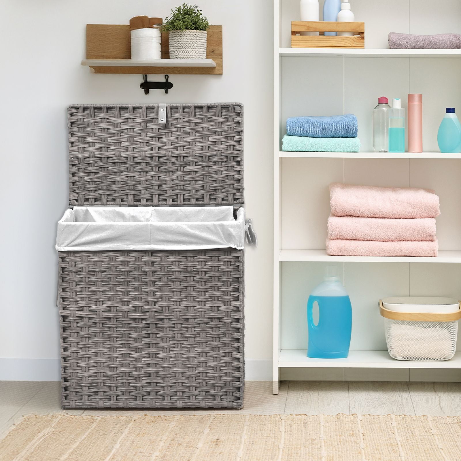 Gianna 110L Laundry Hamper with Lid, Laundry Basket with Removable Liner for Bathroom Bedroom