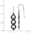 thumbnail image 2 of 925 Sterling Silver Vintage Marcasite Drop Dangle Earrings, 2 of 6