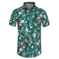 thumbnail image 6 of MODA NOVA Big & Tall Men's Short Sleeve Printed Button Front Beach Hawaiian Shirt Green White 42, 6 of 7
