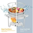 thumbnail image 3 of 5Qt 4 Pack Chafing Dish Buffet Set, NSF Stainless Steel Round Chafers for Catering, Buffet Servers and Warmers Set with Glass Lid & Lid Holder, Thick Stand Frame for Wedding Party Banquet Event, 3 of 9