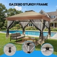 thumbnail image 6 of COBIZI 10x15 Pop-Up Gazebo with Mosquito Netting, Outdoor Patio Canopy Tent with 2-Tier Ventilated Roof, 3 Adjustable Heights, Provides 150 Sq Ft Shade, Beige, 6 of 12