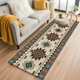 thumbnail image 2 of Runner Rugs 2x6 Ft, Boho Southwest Non Slip Area Rugs for Kitchen Bedroom Entryway, Farmhouse Aztec Tribe Brown Blue Plaid Washable Carpet Runner Rug Floor Mats for Bedroom Home Decor, 2 of 9