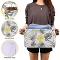 thumbnail image 7 of Foldable Storage Bins Gray Leaves Yellow Flowers Fabric Storage Baskets Collapsible Decorative Baskets Closet Organizer Bins with PU Handles for Shelves Home Closet Living Room-1Pack Decor Gifts, 7 of 7