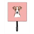 thumbnail image 1 of Checkerboard Pink Jack Russell Terrier Leash Or Key Holder, 4.25 W x 7 H In., 1 of 1