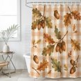 thumbnail image 3 of Thanksgiving Bathroom Shower Curtains with 12 Hooks Polyester Waterproof Shower Curtain for Stalls and Bathtubs Fall Farmhouse Leaves Cones Orange Plaid Decorative Bathroom Curtain 36x72 Inches, 3 of 8