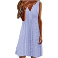 thumbnail image 2 of Meichang Plus Size Dresses Womens Boho Eyelet Pastel Dresses Sleeveless V Neck Solid Dresses Flowy Beach Dresses Knee Length Midi Dresses Purple XXL, 2 of 5