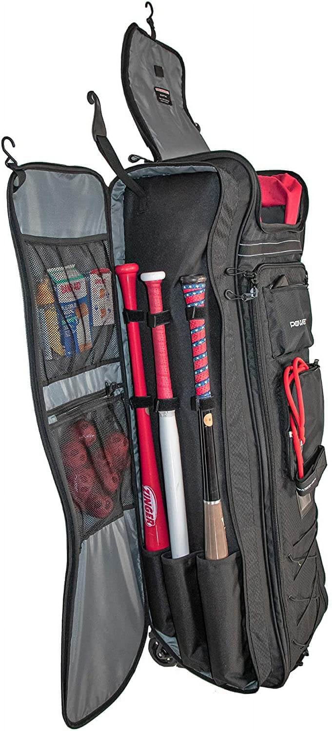 PowerNet All Gear Transporter Baseball Travel Bag, Rolling Duffle Bag with Wheels & Handle for Baseball Accessories, Catchers Gear & Bats, Main Pocket Fits Four 7x7 Nets