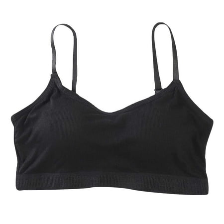 GEWSEY Sports Bras Girls Strapless Bandeau Bra Seamless Girls Training Bras for Teens Sports Top Bra Black 10-16 Years