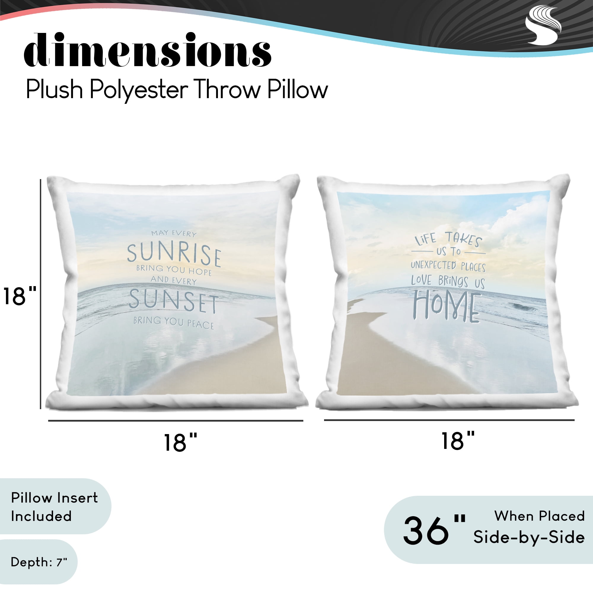 Stupell Industries Beautiful Beach Inspirations 2 Piece Decorative Printed Throw Pillow Set, design by Natalie Carpentieri, 18 x 7 x 18