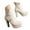 White, variant on Boots for Women Elastic Ankle Boots Platform Heels Buckle Strap Zipper Booties