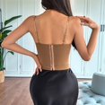 thumbnail image 2 of Women'S Ruffle Lace Trim V Neck Corset Top Adjustable Straps Corset Shaper Crop Top Brown L, 2 of 8