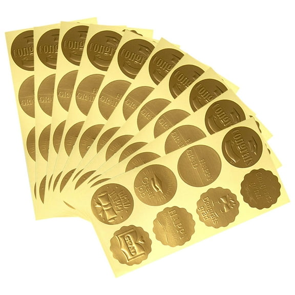 WORGEOUS 10 Sheets Adhesive Labels Gold Foil Stickers 3.50X3.50X0.10CM