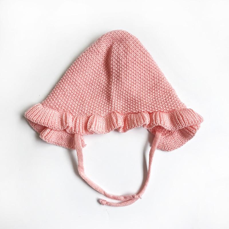 Baby Girls Knit Hats Monolayer Ruffle Caps Fashion Soft Warm Handmade