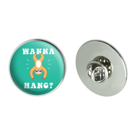 Wanna Hang Want Sloth Funny Humor Metal 1.1" Tie Tack Hat Lapel Pin Pinback