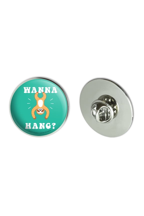 Wanna Hang Want Sloth Funny Humor Metal 1.1" Tie Tack Hat Lapel Pin Pinback