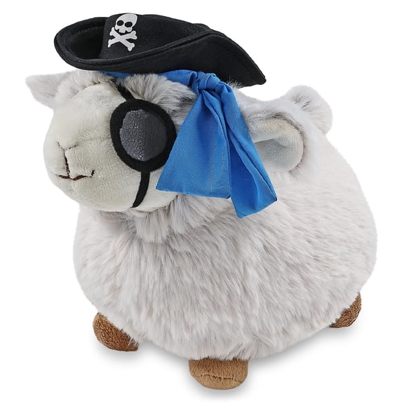 DolliBu Super Soft Sheep Stuffed Animal With Pirate Costume - Sea Adventure Animal Plush Toy Stuffed Sheep With Cute Black Pirate Costume Hat - 11.5 Inches
