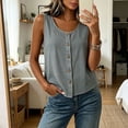 thumbnail image 2 of Levmjia Women's Sleeveless Button Down Tank Top Solid Color Crew Neck Casual Summer Blouse Loose Fit U Neck Button Up Shirt, 2 of 9