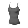 thumbnail image 3 of Basic Women Short Cami Built-In Shelf Bra - 3 Pk - Black, Charcoal, Khaki, Small, 3 of 5